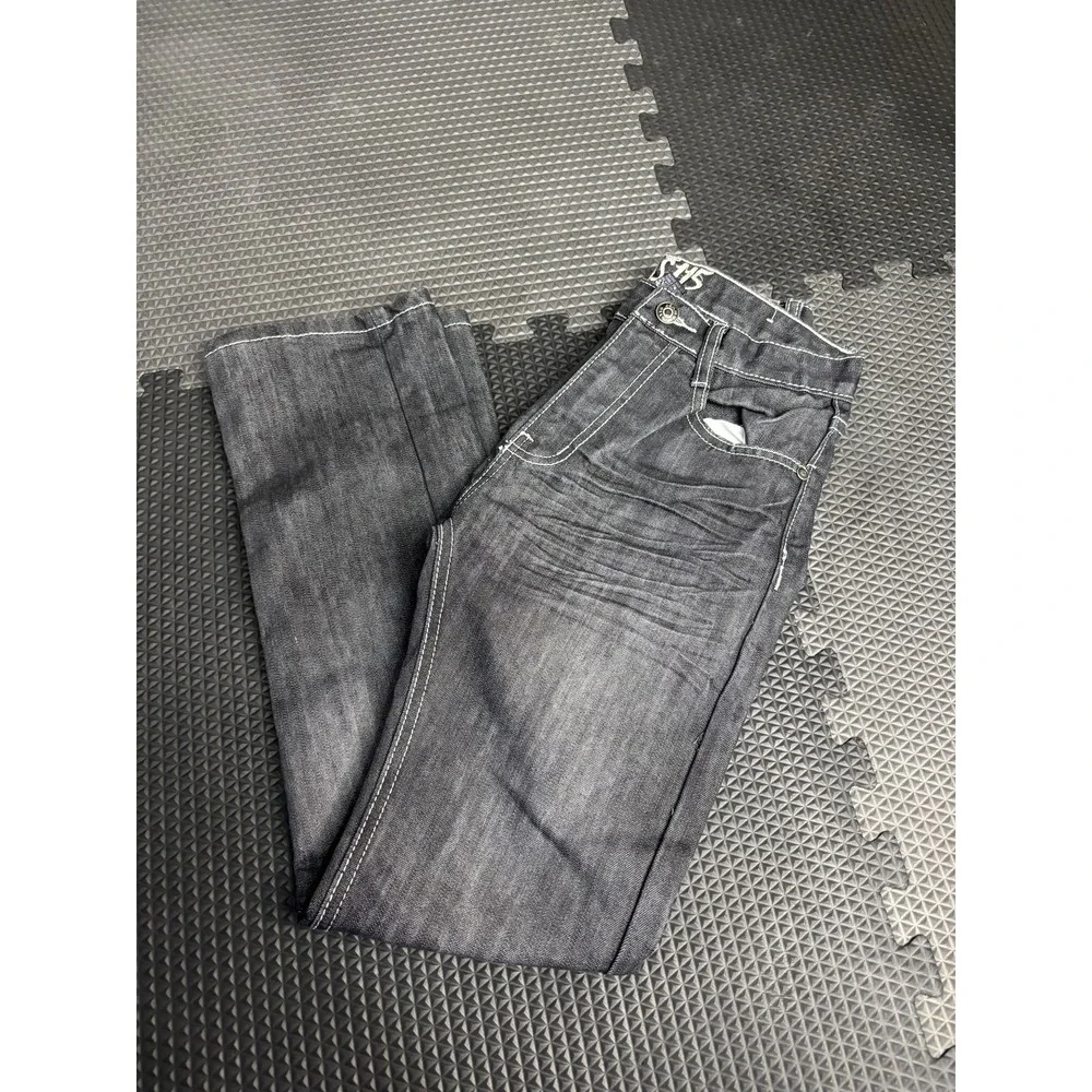 CSH5 Men's Gray Dark Wash Straight Leg Jeans Size 32x30 Embellished Pockets